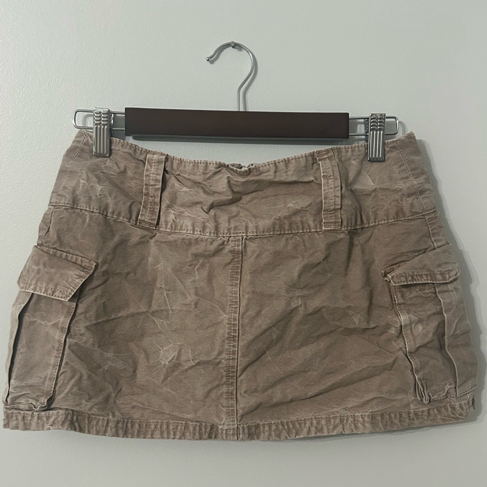 Tan Cargo Mini Skirt